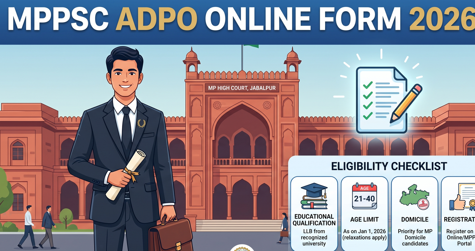 MPPSC ADPO Online Form 2026: starts 10 July for 107 posts. Get eligibility, exam dates, fees, prep tips