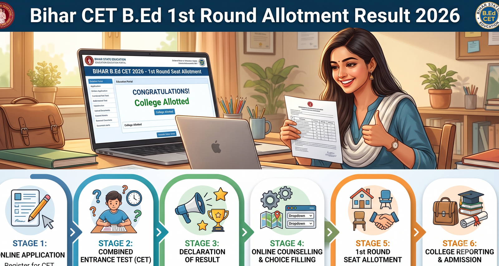 Bihar CET B.Ed 1st Allotment Result 2026: is out July 3. Check dates, eligibility, download steps, Full Guide