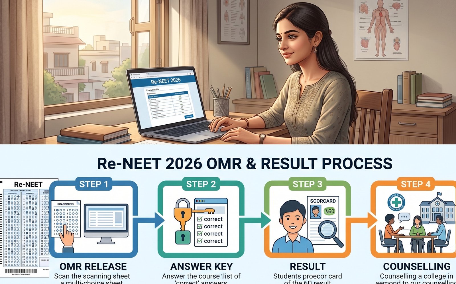 Re-NEET 2026 OMR, Answer Key & Result: Fee refund closes July 7. Get dates, eligibility, Full Guide